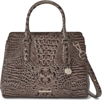 Brahmin Small Finley Croc Embossed Leather Satchel in Smokey Taupe Melbourne at Nordstrom