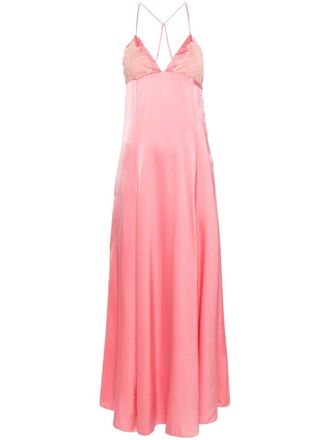 Forte_Forte Maxi-jurk met kanten detail - Roze