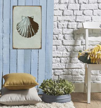 Queence Metallbild »Seashell« Leuchtturm 1 Stk. tlg. Stahlschilder