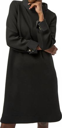 Joseph Ribkoff Mock Neck Long Cuffed Sleeve Trapeze Dress In Black