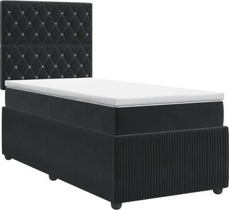 vidaXL Cama Box Spring Con Colch&oacute;n Negro 100 X 200 Cm Terciopelo Vidaxl