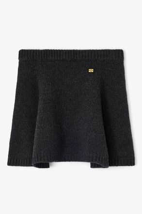 Ganni Mixed Dark Grey Wool Mini Skirt - Size XS