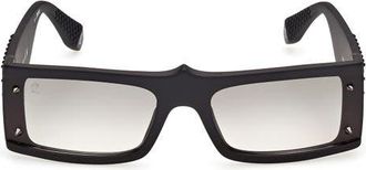 Christian Louboutin 62mm Oversize Rectangular Sunglasses in Black/gunmetal/zeiss Smoke at Nordstrom