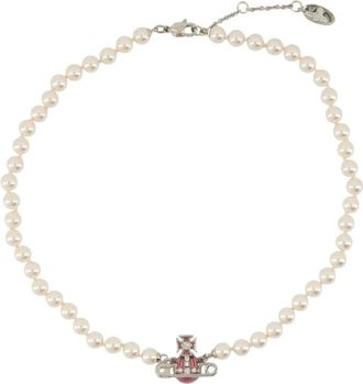 Vivienne Westwood Necklaces, female, Gray, Size: ONE SIZE Orb Pendant with Faux Pearl Embellishment