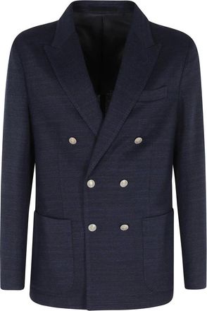 Eleventy Blazers, male, Blue, Size: 2XL Double-breasted Spear Jacket