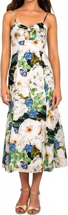 Lavender Brown Tayla Midi Dress In Green/nude