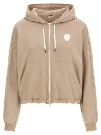 Brunello Cucinelli Beige Heraldic coat of arms hoodie