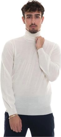 Hindustrie Merino Wol V-hals Slim Fit Pullover - Heren - Coltruien - Wit - M - Wol - Truien & Vesten