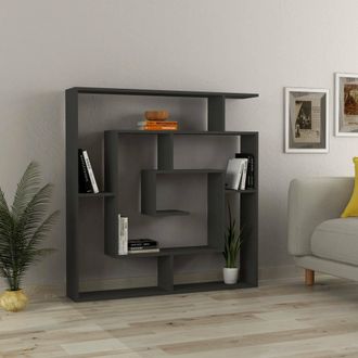 Dmora Estanter&iacute;a Rai, Biblioteca 6 Estantes, Montaje En Pared, Estructura Color Antracita, 125x22x129 Cm Negro Antracita