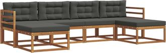 vidaXL Conjunto De Sof&aacute;s De Exterior 6 Uds. Natural Y Antracita Vidaxl