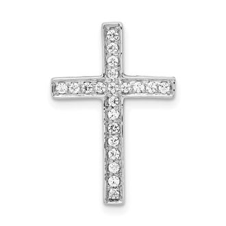 Diamond2Deal 10K White Gold Diamond Cross Slide Pendant Pendant