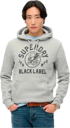 Superdry Label Sweat - Heren - Hoodies - Grijs - M - Katoen - Hoodies & sweatvesten