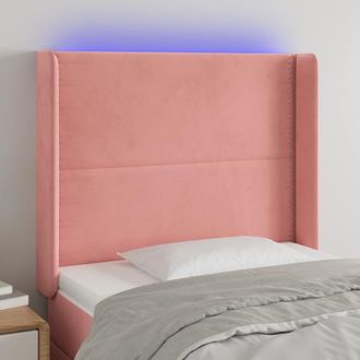 vidaXL Cabecero Con Led De Terciopelo Rosa 103x16x118/128 Cm Vidaxl