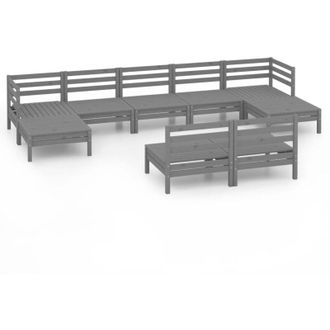 vidaXL Vidaxl - Juego De Muebles De Jard&iacute;n 9 Piezas Madera Maciza De Pino Gris
