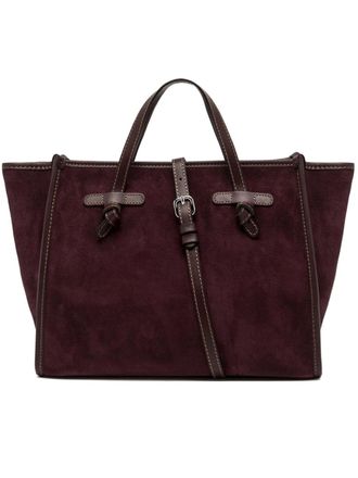 Gianni Chiarini Structured Burgundy Suede Tote Bag with Leather Trim