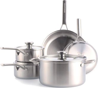 None Merten & Storck Tri-Ply Set di Pentole e Padelle in Acciaio Inox, 8 Pezzi, include Padelle, pentole e coperchi, Multi Clad, Adatto allinduzione