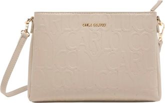 Carlo Colucci Tassen, Dames, Grijs, ONE Size, Schoudertas met Logoprint Fasanelli