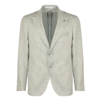 Tagliatore Blazers, male, Gray, Size: 2XL Wool and Silk Herringbone Jacket