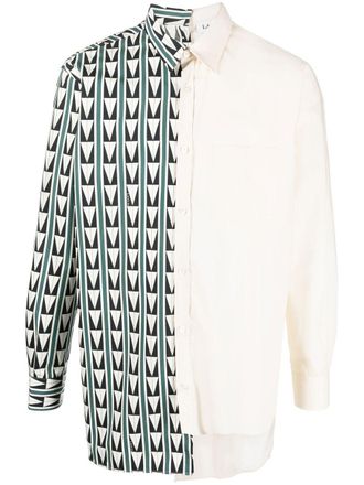 Lanvin patchwork geometric print shirt - Neutrals