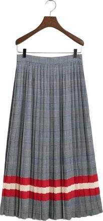 GANT Geplooide Rok met Ruitprint - Dames - Midirokken - Blauw - XS - Polyester - Rokken