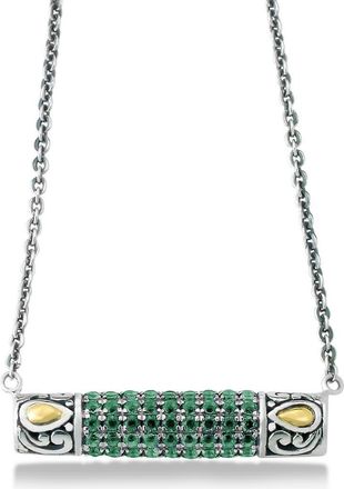 Samuel B. Sterling Silver & 18K Gold Pavé Emerald Pendant Necklace in Green at Nordstrom Rack