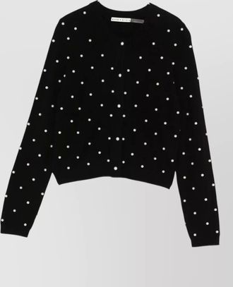 Alice & Olivia cashmere pearl-embellished long-sleeve cardigan