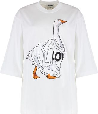 Moschino White Graphic Crew Neck T-Shirt