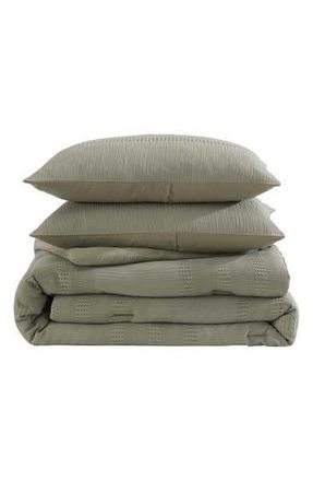Kenneth Cole Variegated Waffle Cotton Duvet & Sham Set in Medium /Dark Green at Nordstrom Rack, Size Full/queen