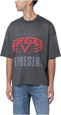 Represent T-Shirts, male, Gray, Size: XL Oversized Graphic Print Crew Neck T-Shirt