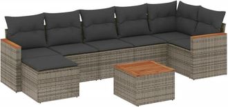 vidaXL Vidaxl - Set De Sof&aacute;s De Jard&iacute;n 8 Pzas Y Cojines Rat&aacute;n Sint&eacute;tico Gris