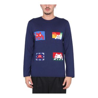 Comme Des Gar&ccedil;ons Round-neck Knitwear, male, Blue, Size: S Sweater Knit