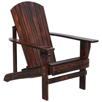 OUTSUNNY Adirondack silla para jard&iacute;n 72x95x93 cm marr&oacute;n