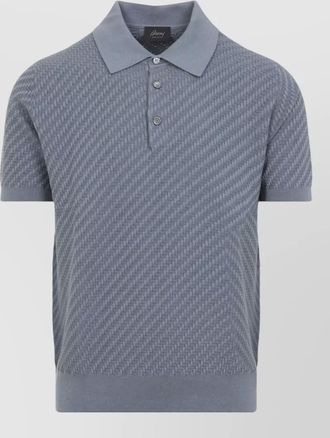 Brioni cotton silk cashmere textured polo shirt