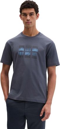 Marc O'Polo T-Shirt MARC OPOLO, Herren, Gr. XXL, faded blau, Jersey, Obermaterial: 100% Baumwolle, Shirts T-Shirt, mit mittigem Print vorne