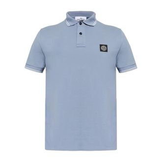 Stone Island Polo Shirts, male, Blue, Size: XL Polo with Logo Patch