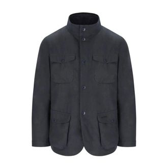 Barbour Jassen, Heren, Blauw, L, Katoen, Ogston Waxed Jacket