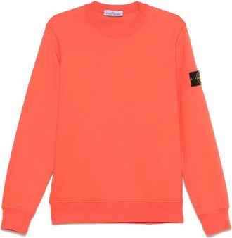 Stone Island Sweatshirts, male, Orange, Size: L Orange Crew-neck Cotton Fleece Sweatshirt