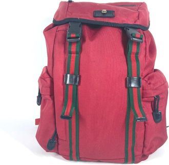 Gucci Black Red Color Nylon Canvas Backpack (Pre-Owned)