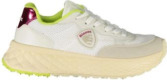 Blauer Sportieve Witte Sneaker met Groen/Fuchsia Details - Dames - Sneakers - Wit - 40 EU - Schoenen