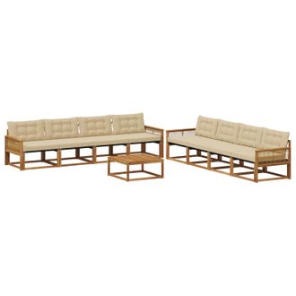 vidaXL Conjunto De Sof&aacute;s De Exterior 9 Uds. Natural Y Beige Vidaxl