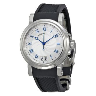 Breguet Pre-owned Breguet Marine Silver Guilloche Dial Mens Watch 5817ST125V8