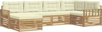vidaXL Conjunto De Sof&aacute;s De Exterior 6 Uds. Blanco Y Crema Poli&eacute;ster Vidaxl