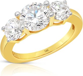 MAX + STONE 14k Yellow or White Gold 3 Carat Cubic Zirconia Anniversary or Engagement Ring