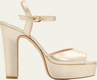 Stuart Weitzman 130mm Reade Metallic Leather Platform Sandals