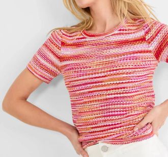Nic+Zoe Space Dye Short Sleeve Tee In Red