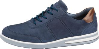 Waldl&auml;ufer Sneaker WALDL&Auml;UFER Klemens, Herren, Gr. 7 (40,5), bunt (dunkelblau, cognac), Glattleder, Nubukleder, Schuhe Sneaker, in extraweiter Schuhweite K, Frei