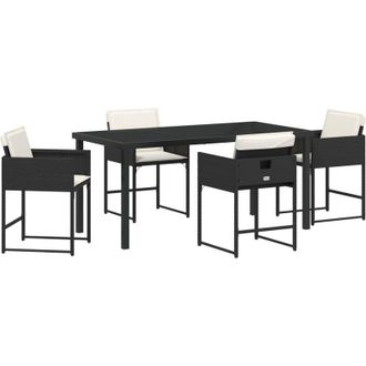vidaXL Conjunto De Comedor De Jard&iacute;n Con Coj&iacute;n 5 Pcs Negro Polirat&aacute;n Vidaxl