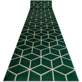 RugsX Alfombra De Pasillo Emerald Exclusivo 1014 Glamour, Elegante Cubo Botella Verde / Oro 80 Cm Green 80x300 Cm