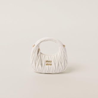 Miu Miu Wander Matelass&eacute; Nappa Leather Hobo Mini-bag, Woman, White