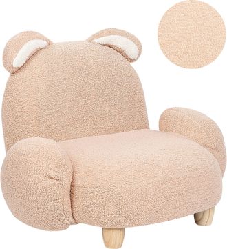 Beliani Sill&oacute;n Animales Tapicer&iacute;a Poli&eacute;ster Dise&ntilde;o Forma Conejo Muebles Para Ni&ntilde;os Moderno Beige Kanna